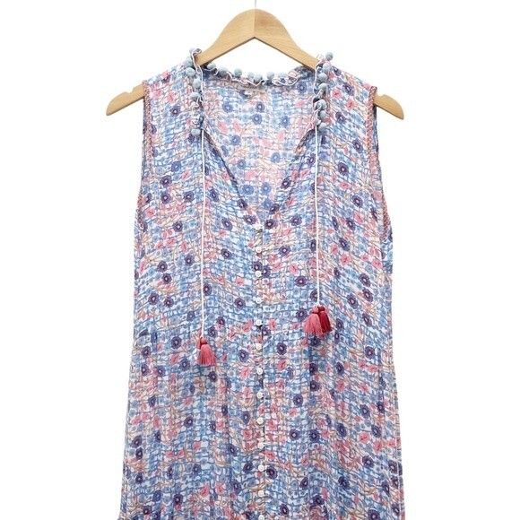 Poupette St. Barth Clara Maxi Dress Blue Bloom Floral Long Women’s Size Medium - Picture 4 of 16
